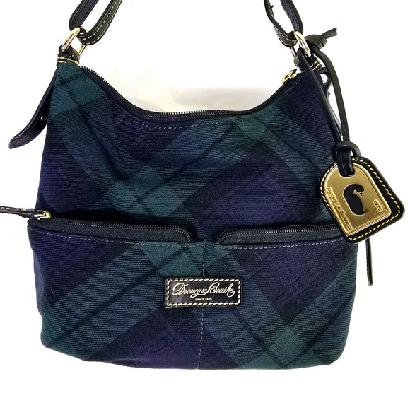 Dooney & Bourke Navy Green Plaid Tartan Bag Purse & Authentic paper - Picture 2 of 13